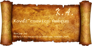 Kovácsovics Ambrus névjegykártya