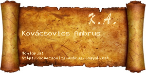 Kovácsovics Ambrus névjegykártya