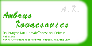 ambrus kovacsovics business card